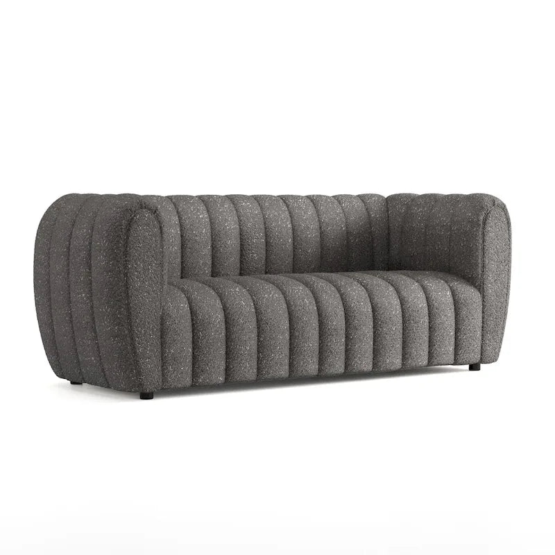 Canapé d'appoint Lucinda de Furniture of America, style moderne, à capitonnage vertical, en bouclette, avec pieds en bois