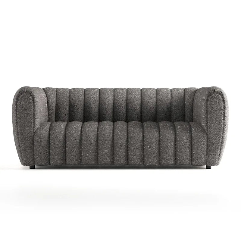Canapé d'appoint Lucinda de Furniture of America, style moderne, à capitonnage vertical, en bouclette, avec pieds en bois
