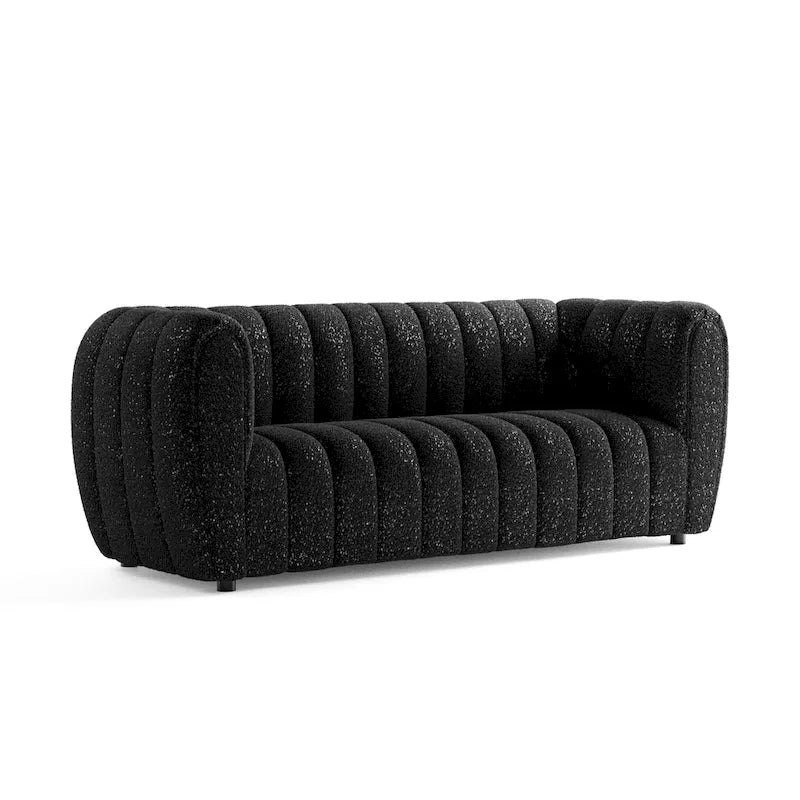Canapé d'appoint Lucinda de Furniture of America, style moderne, à capitonnage vertical, en bouclette, avec pieds en bois