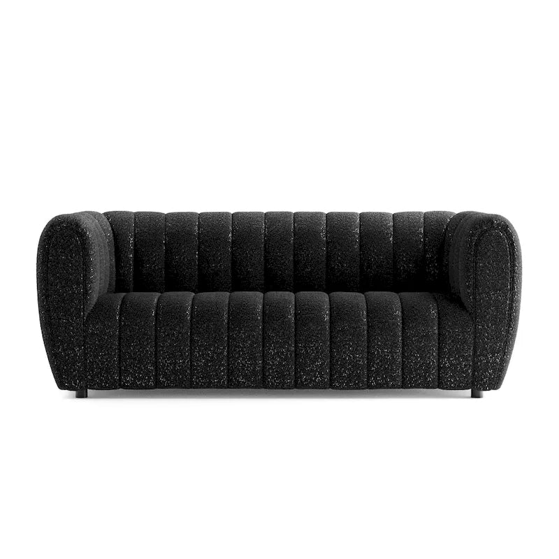 Canapé d'appoint Lucinda de Furniture of America, style moderne, à capitonnage vertical, en bouclette, avec pieds en bois