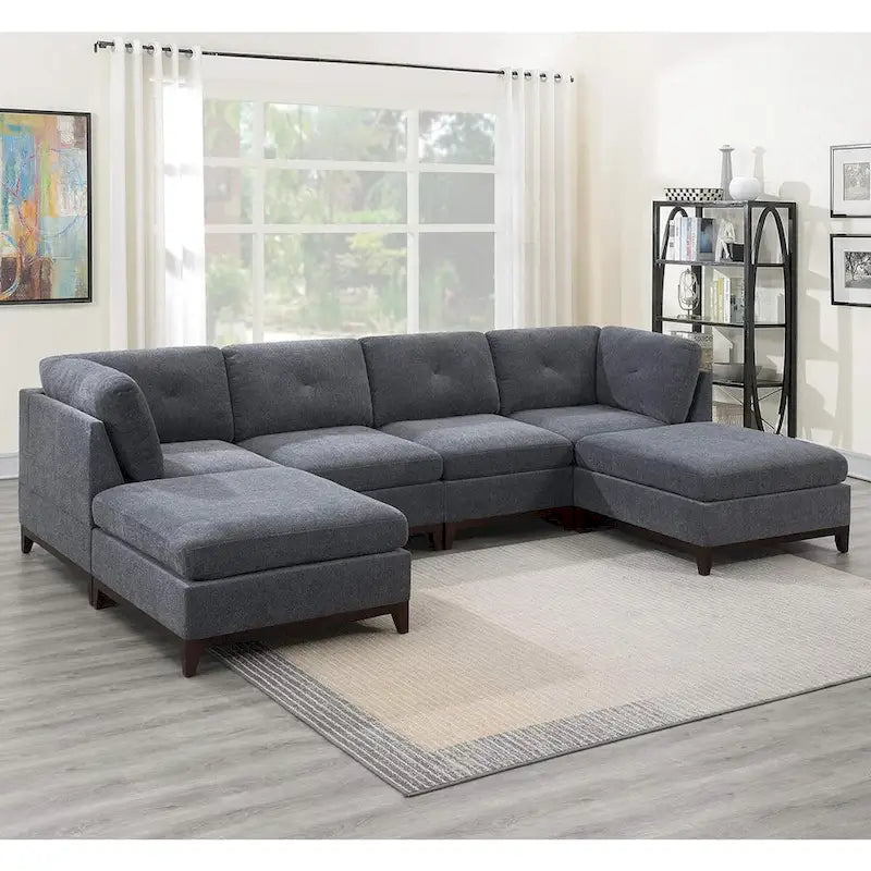 Ensemble modulaire sectionnel 6 pièces en chenille