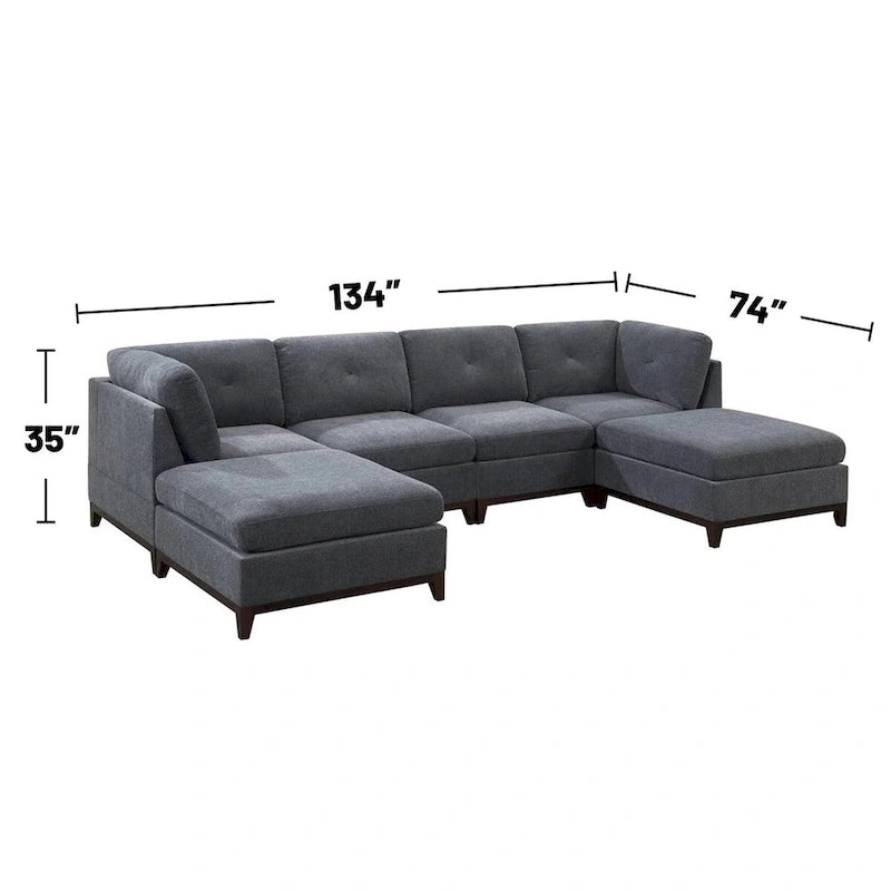 Ensemble modulaire sectionnel 6 pièces en chenille