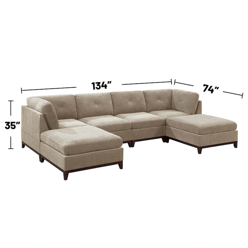 Ensemble modulaire sectionnel 6 pièces en chenille