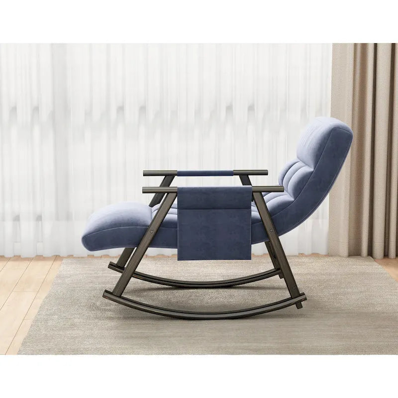 Fauteuil à bascule en velours avec repose-pieds