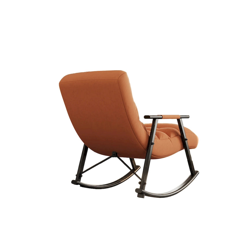 Fauteuil à bascule en velours avec repose-pieds