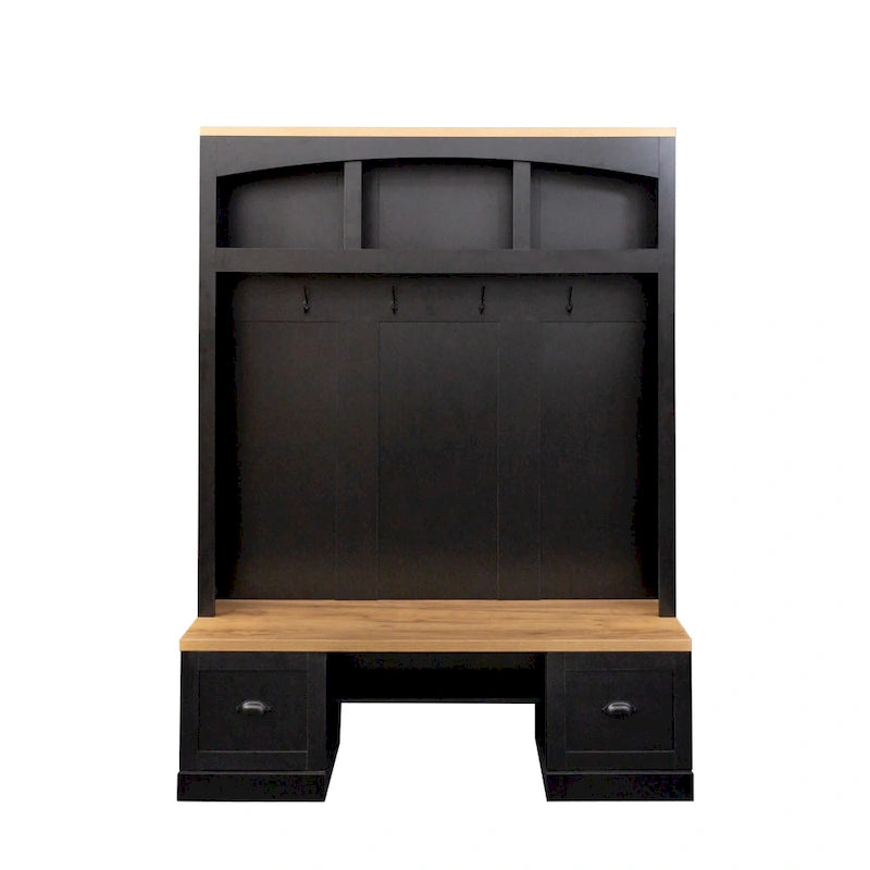 Banc de rangement d'entrée avec patère et crochets et range-chaussures