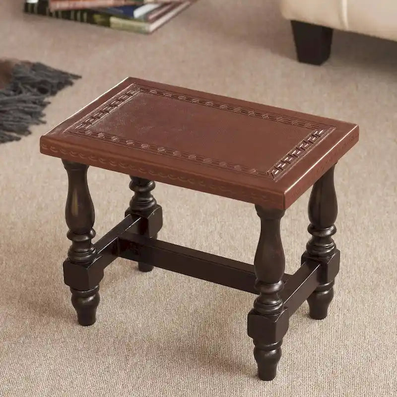 Banc contemporain en cèdre et cuir fait à la main (Pérou)