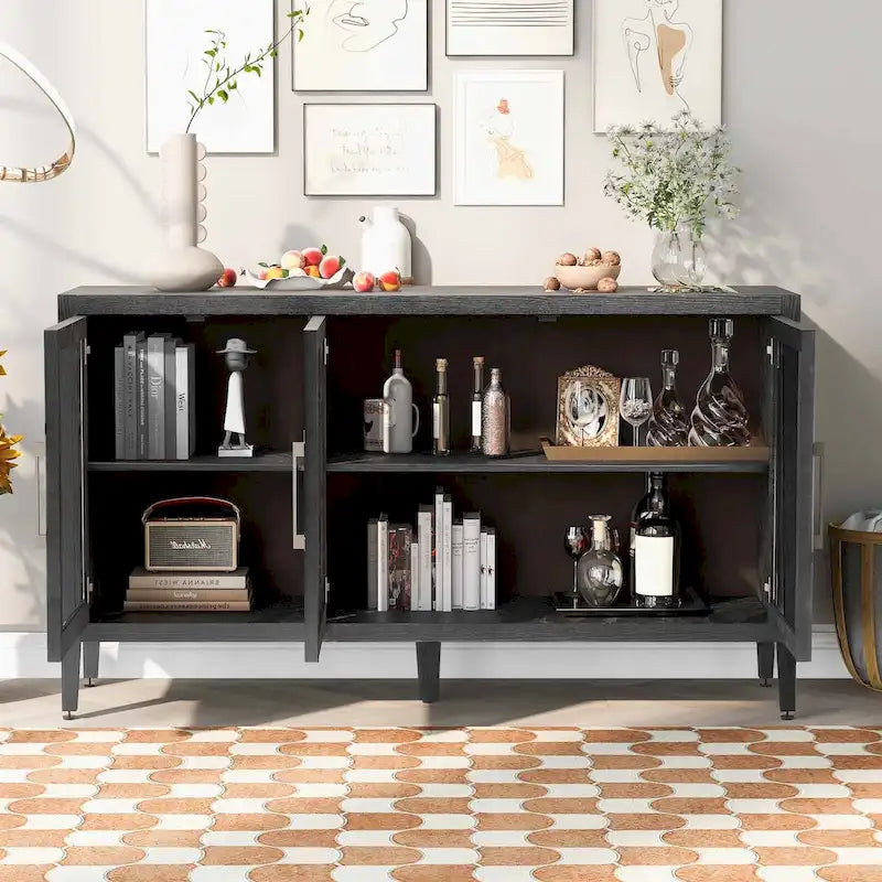 Meuble d'appoint 3 portes en MDF de 86 cm de haut avec étagère réglable