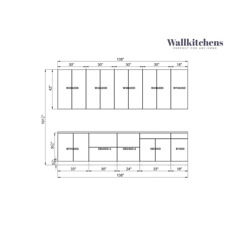 Collection Elite Epicure de Cuisine – Base grise, largeur 11 pi – 138x24