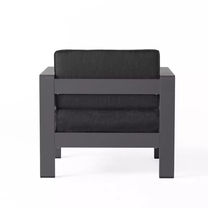 Christopher Knight Home Mysti, Fauteuil de club d'extérieur moderne en aluminium avec coussins (Lot de 2), Gris/Beige