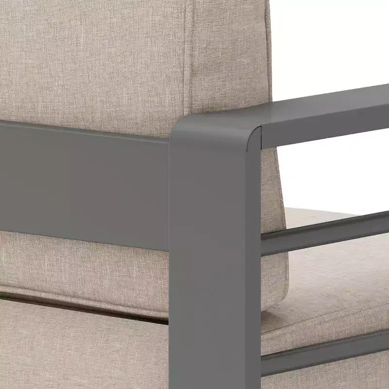 Christopher Knight Home Mysti, Fauteuil de club d'extérieur moderne en aluminium avec coussins (Lot de 2), Gris/Beige