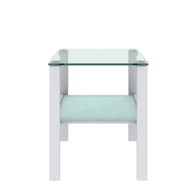 Lot de 2, table à thé en verre à deux niveaux, petite table ronde, table d'appoint de chambre à coucher, table d'appoint de salon, Noir
