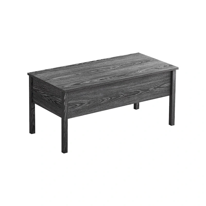 Table basse relevable bureau moderne gris clair aspect bois avec rangement dissimulé pour salon