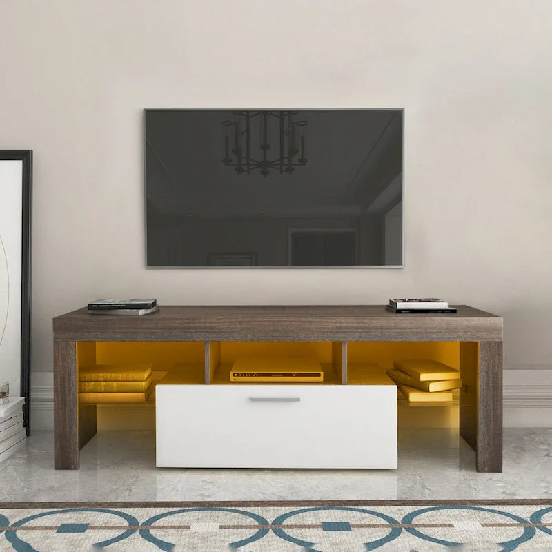 Morden 51-inch TV Stand for TVs up to 55-in with LED Color Changing Lights