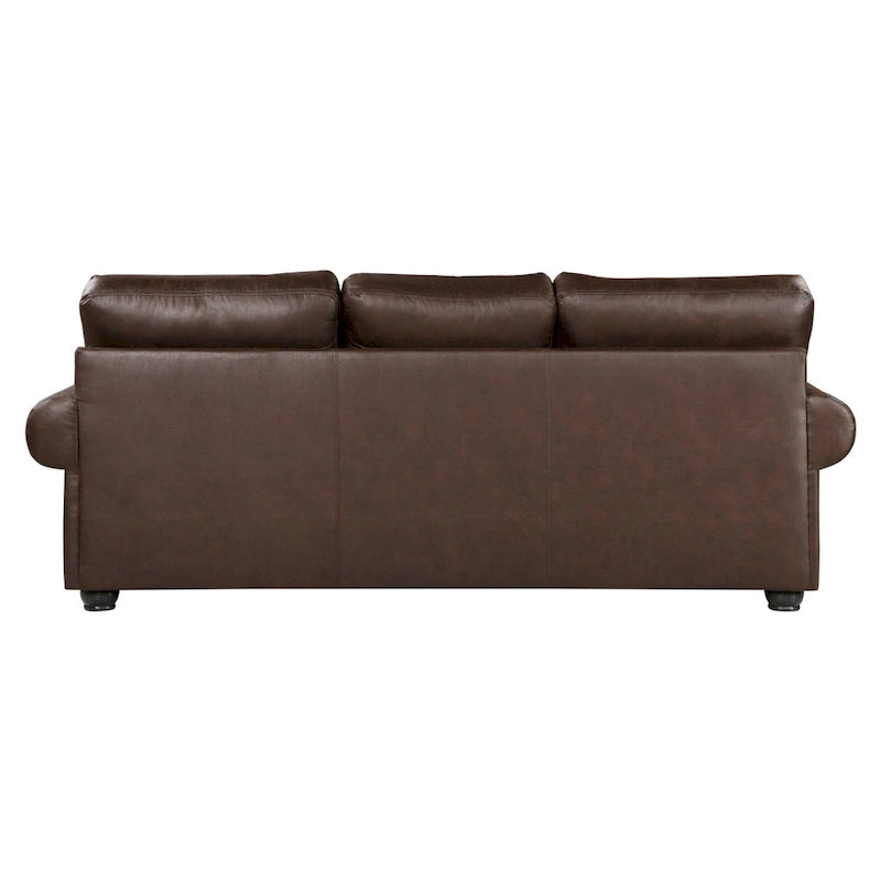 Canapé Jade 98 pouces, microfibre marron riche, 4 oreillers, coussins moelleux, bois