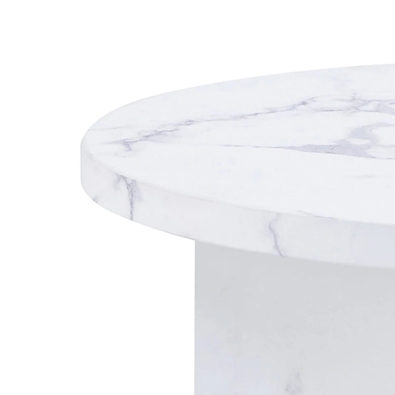 Table basse ronde moderne et élégante en bois avec surface en placage imitation marbre