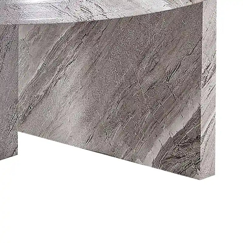 Table basse ronde moderne et élégante en bois avec surface en placage imitation marbre