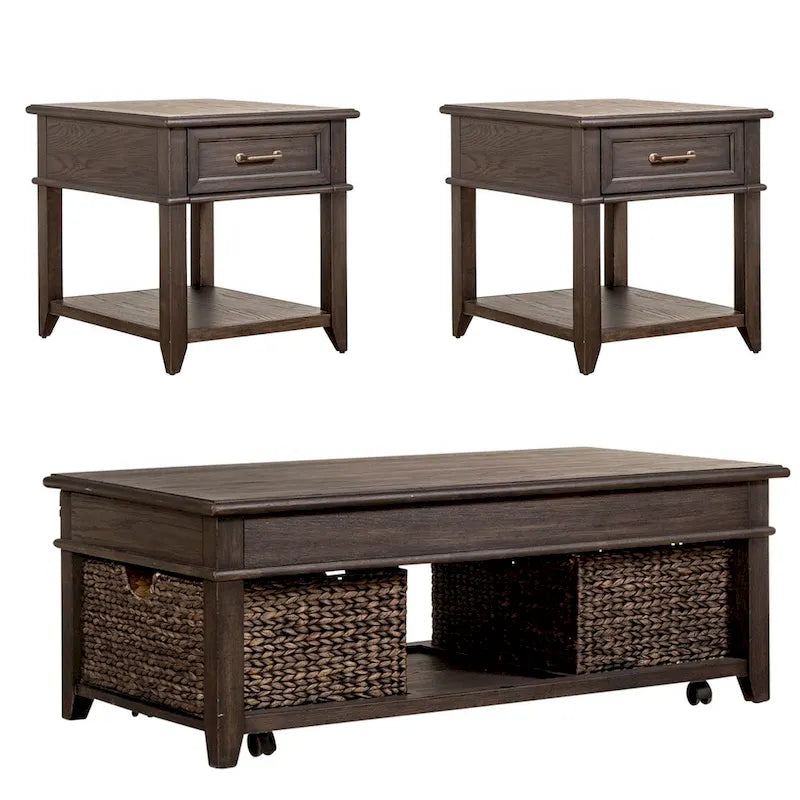 Ensemble de 3 tables basses relevables Mill Creek Peppercorn