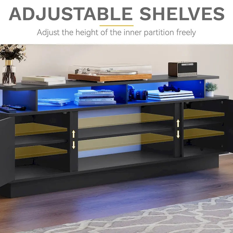 Meuble TV moderne Moasis pour téléviseurs jusqu'à 75 pouces - 40 P x 178 L x 64 H cm
