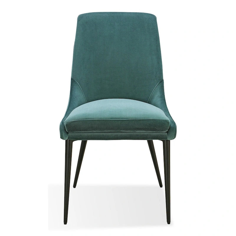 Wils Lot de 2 chaises de salle à manger 50 cm, velours vert, pieds effilés en métal noir