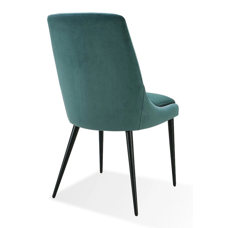 Wils Lot de 2 chaises de salle à manger 50 cm, velours vert, pieds effilés en métal noir