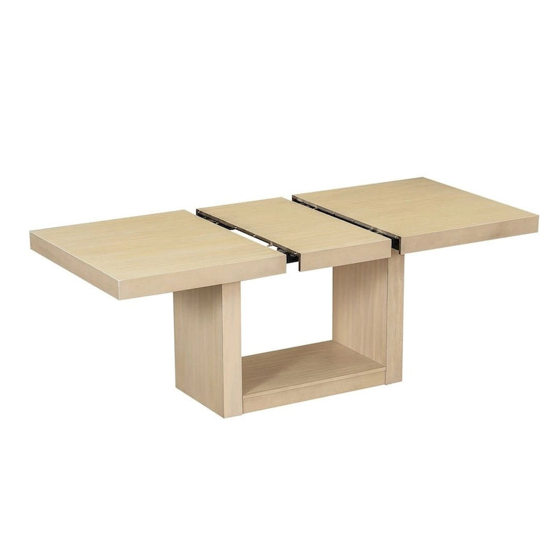 Ensemble de salle à manger contemporain 6 pièces extensible en bois avec banc rembourré et 4 chaises de salle à manger