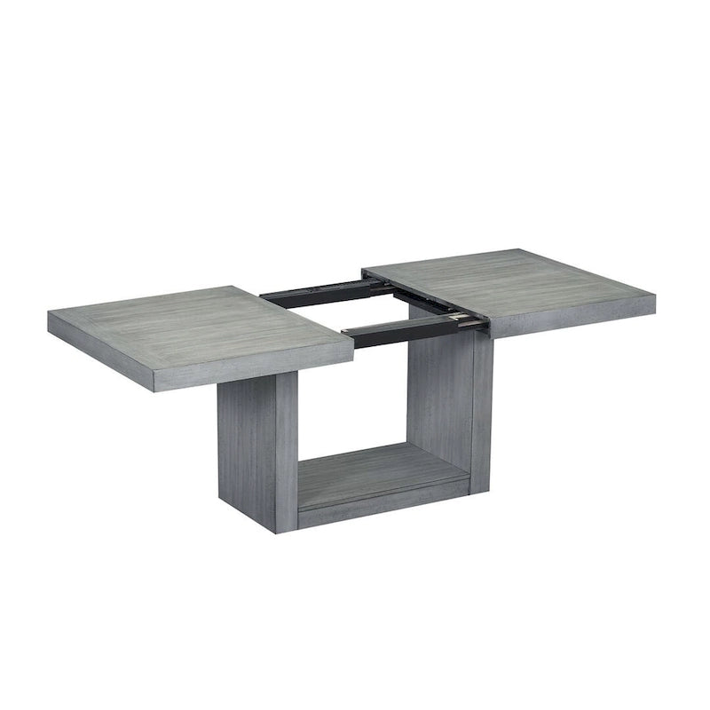 Ensemble de salle à manger contemporain 6 pièces extensible en bois avec banc rembourré et 4 chaises de salle à manger