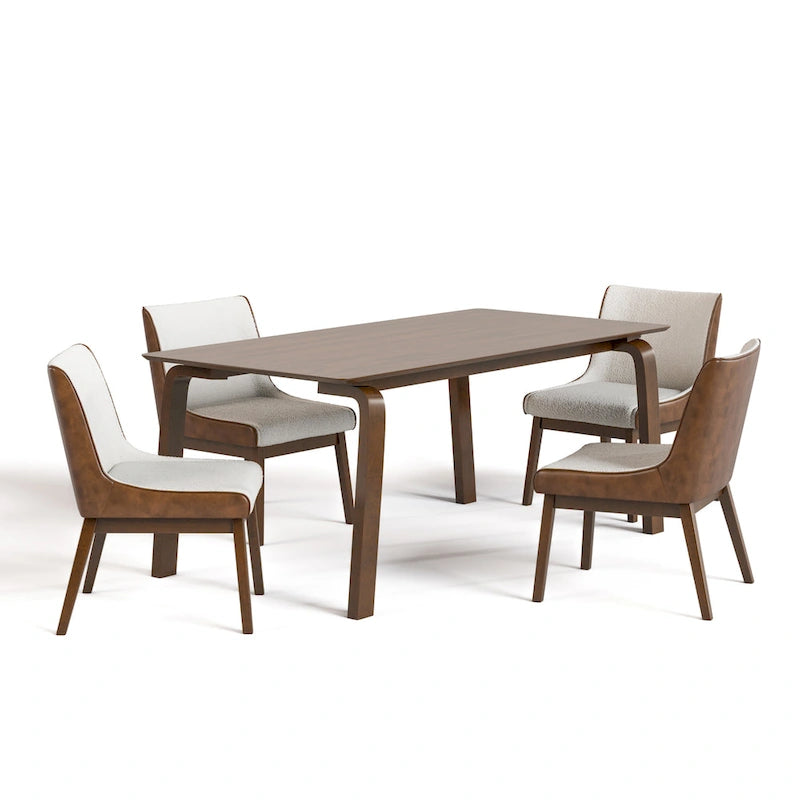 Ensemble de salle à manger rectangulaire 5 pièces noyer mi-siècle Beau I de Furniture of America
