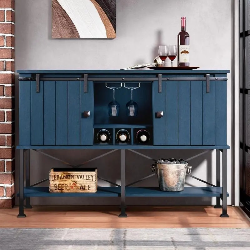 Cave à vin 52 pouces avec porte coulissante et étagères réglables - 52 L x 38 P x 15,5 H