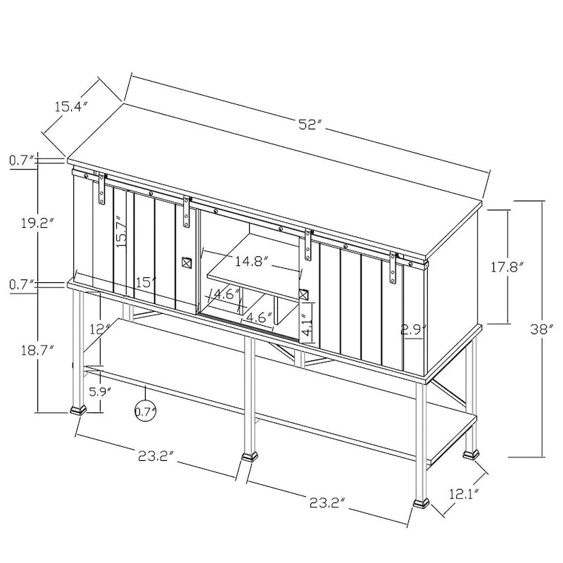 Cave à vin 52 pouces avec porte coulissante et étagères réglables - 52 L x 38 P x 15,5 H