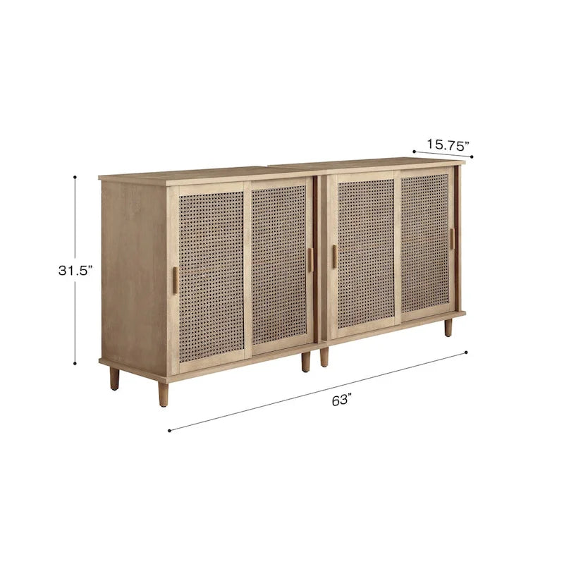 Art Leon Bahut de rangement buffet en rotin cannage naturel (lot de 2)