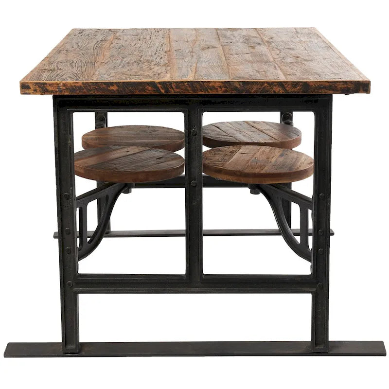 Table à manger en bois de teck avec sièges attenants - Marron - Roche River Decor
