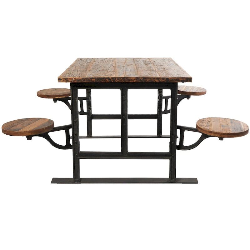 Table à manger en bois de teck avec sièges attenants - Marron - Roche River Decor