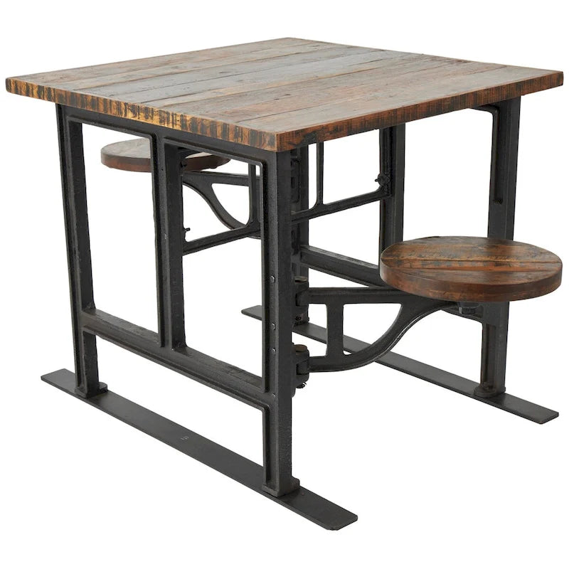 Table à manger en bois de teck avec sièges attenants - Marron - Roche River Decor