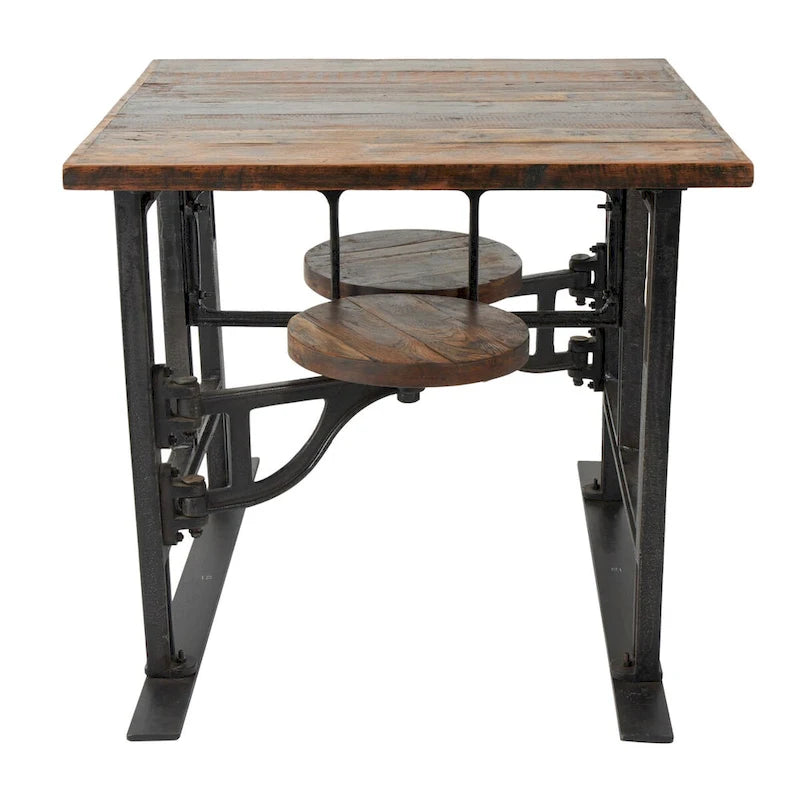 Table à manger en bois de teck avec sièges attenants - Marron - Roche River Decor