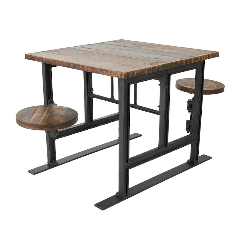 Table à manger en bois de teck avec sièges attenants - Marron - Roche River Decor