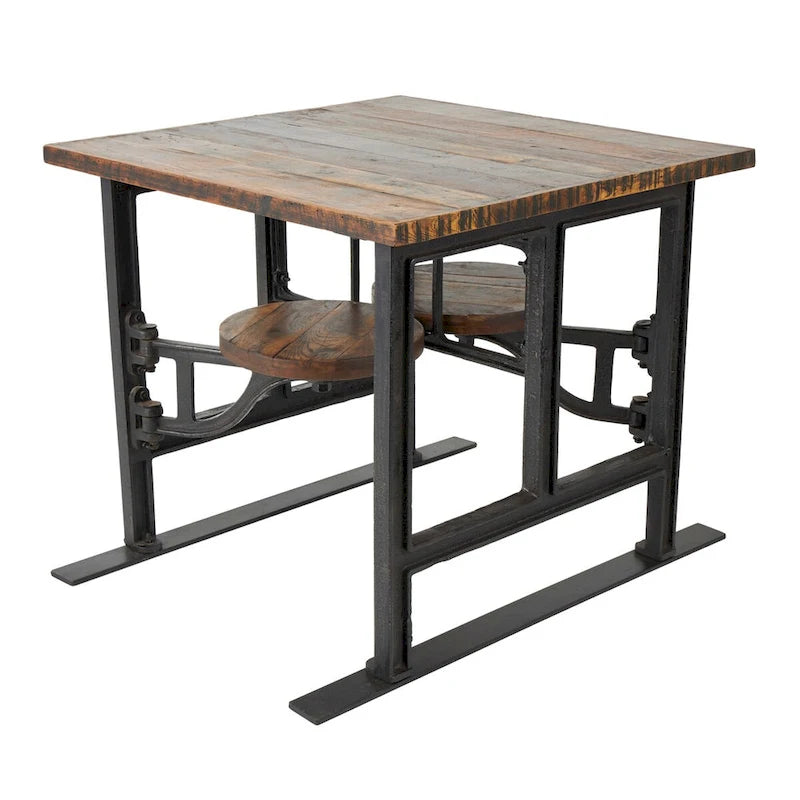 Table à manger en bois de teck avec sièges attenants - Marron - Roche River Decor