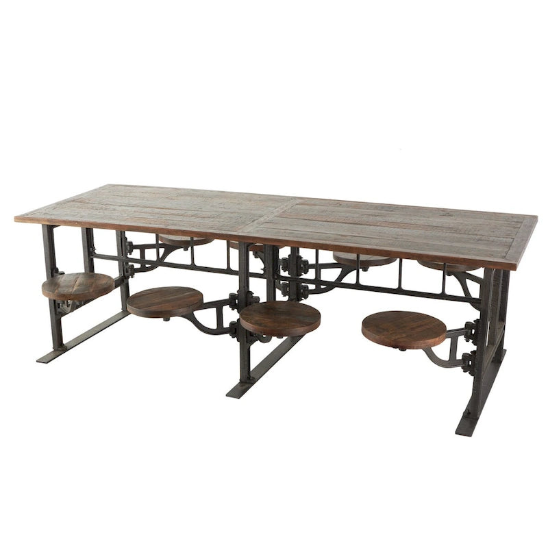 Table à manger en bois de teck avec sièges attenants - Marron - Roche River Decor