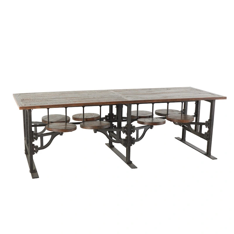 Table à manger en bois de teck avec sièges attenants - Marron - Roche River Decor