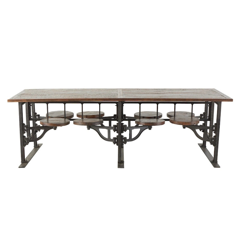 Table à manger en bois de teck avec sièges attenants - Marron - Roche River Decor