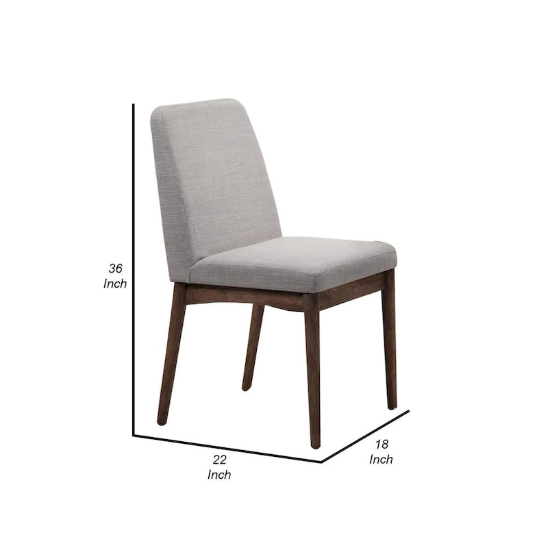 Lot de 2 chaises de salle à manger modernes Lee en bois, assises rembourrées, pieds fuselés, gris