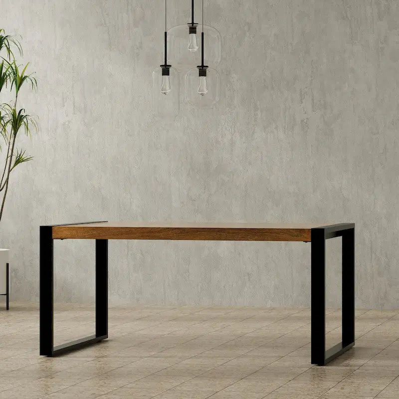 Table à manger industrielle moderne rectangulaire WyndenHall Phobe de 168 x 102 cm - 168 cm de large