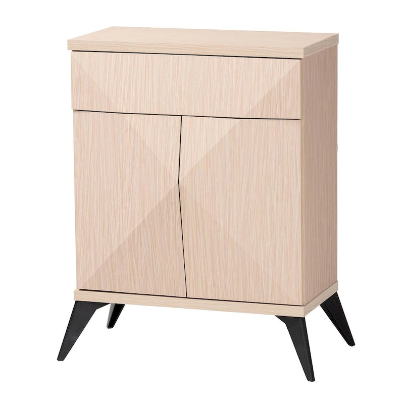 Bahut buffet Draper à 2 portes en bois bicolore clair et noir de style moderne du milieu du siècle