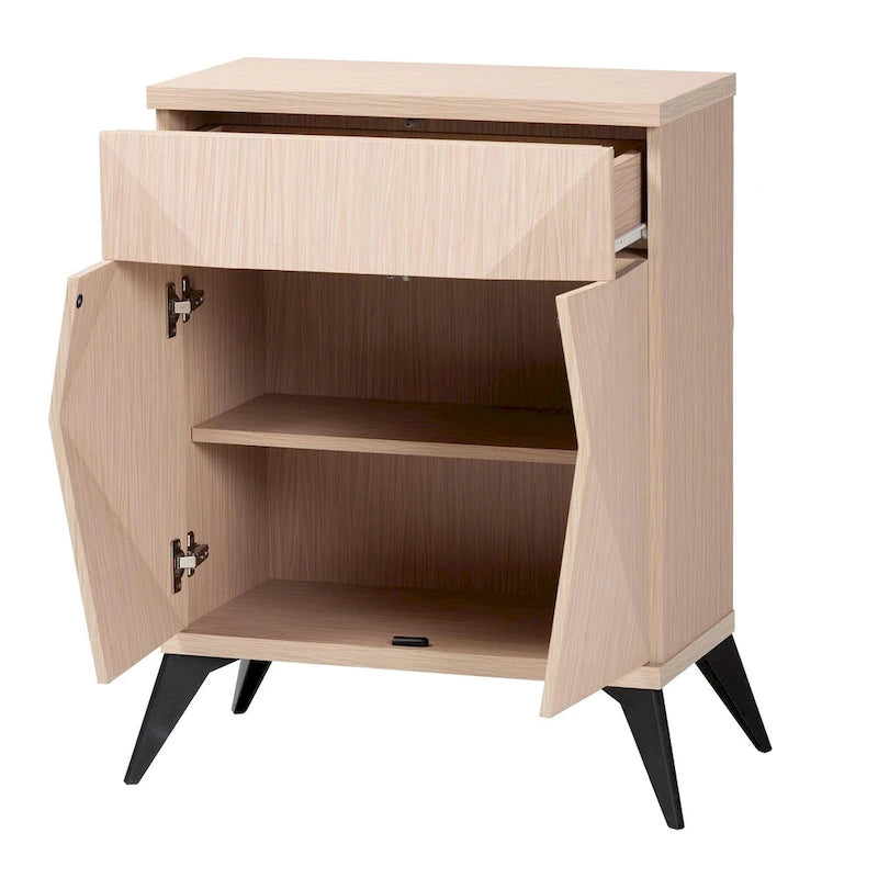 Bahut buffet Draper à 2 portes en bois bicolore clair et noir de style moderne du milieu du siècle