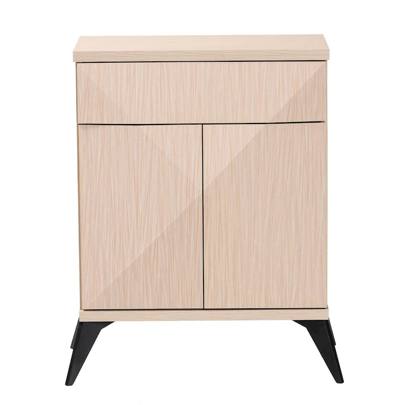 Bahut buffet Draper à 2 portes en bois bicolore clair et noir de style moderne du milieu du siècle