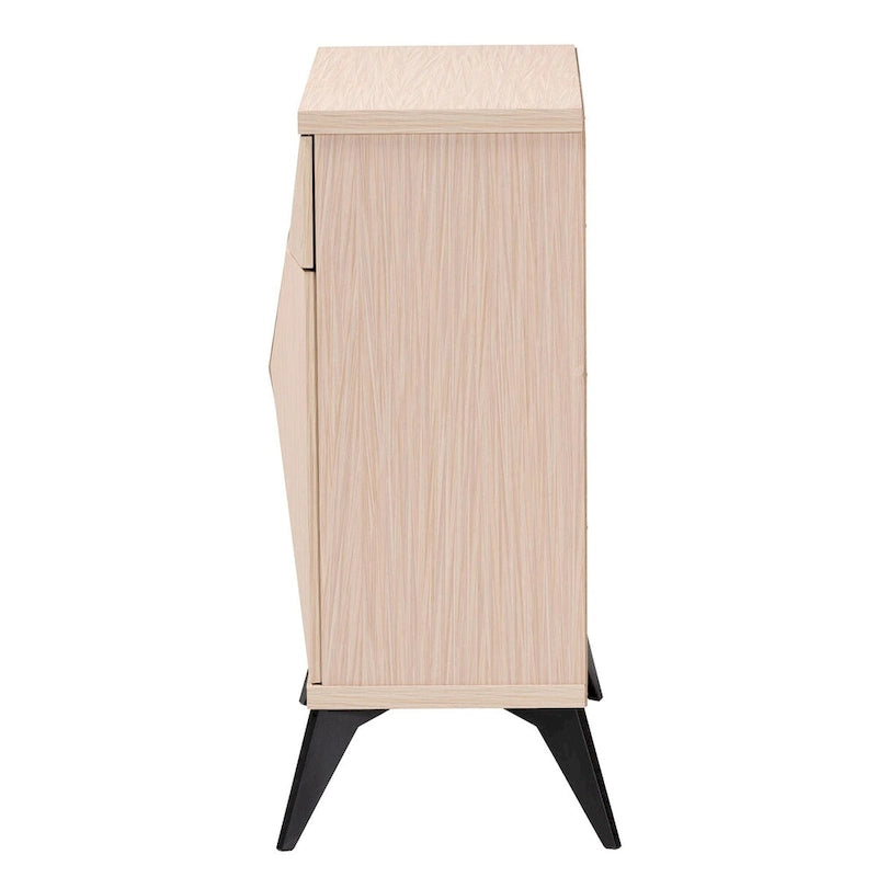 Bahut buffet Draper à 2 portes en bois bicolore clair et noir de style moderne du milieu du siècle