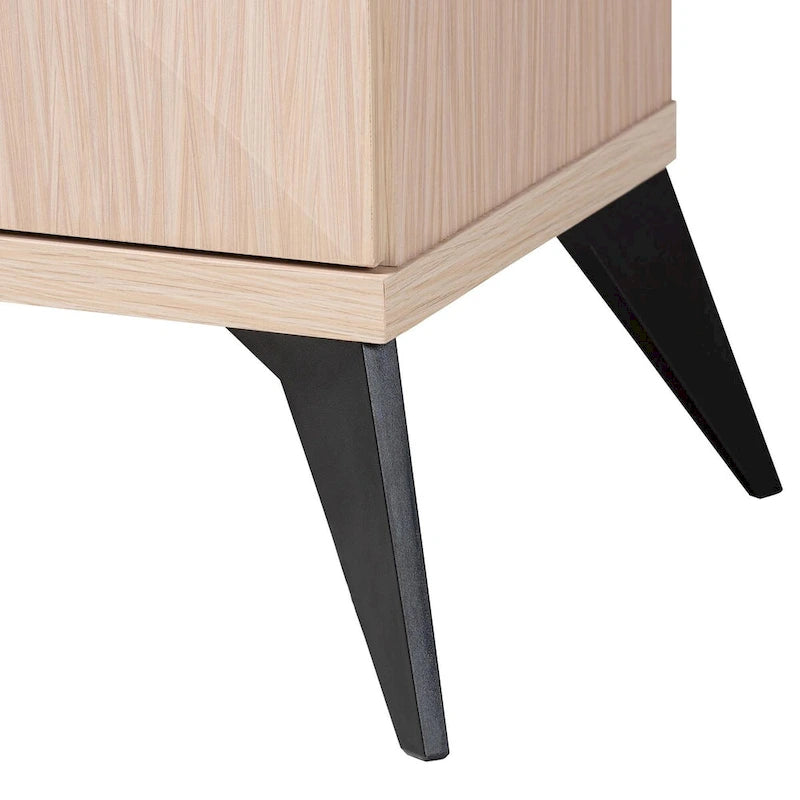 Bahut buffet Draper à 2 portes en bois bicolore clair et noir de style moderne du milieu du siècle
