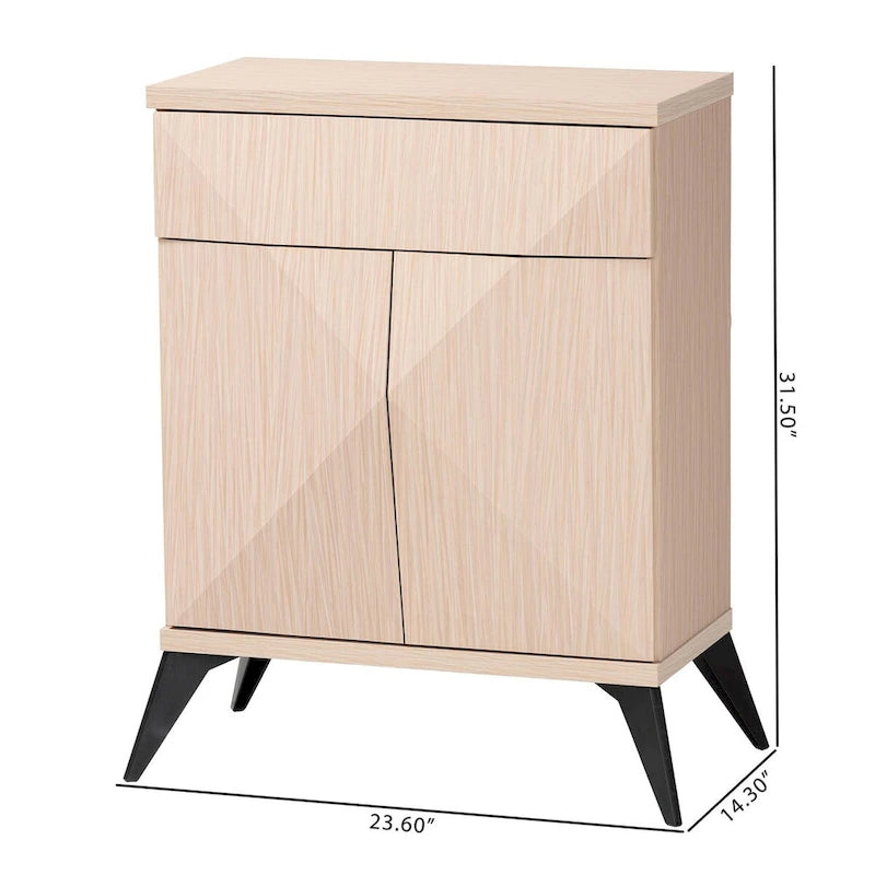Bahut buffet Draper à 2 portes en bois bicolore clair et noir de style moderne du milieu du siècle