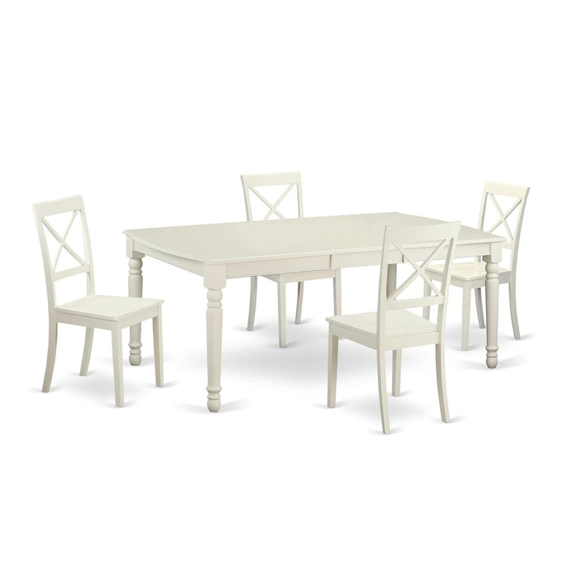 East West Furniture Ensemble de salle à manger 5 pièces - une table de cuisine rectangulaire et 4 chaises de salle à manger de cuisine, blanc lin
