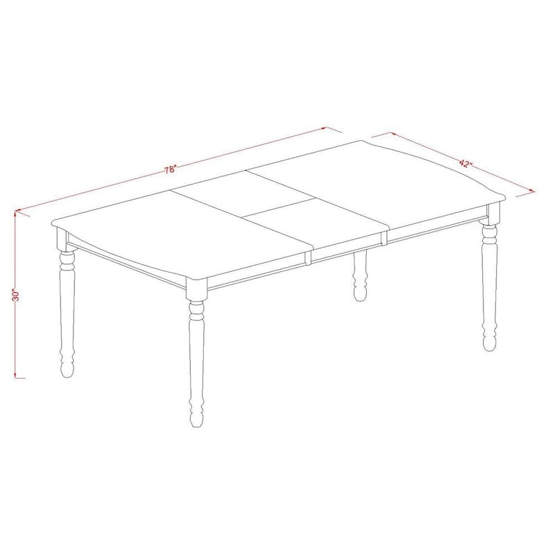 East West Furniture Ensemble de salle à manger 5 pièces - une table de cuisine rectangulaire et 4 chaises de salle à manger de cuisine, blanc lin